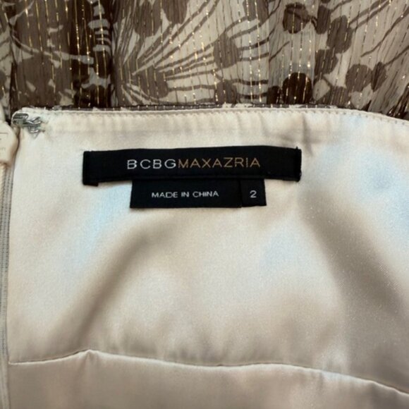 BCBG MAXAZRIA Silk Gold Halter Dress Women's Size 2 Elegant Bodycon Babydoll - Picture 9 of 13